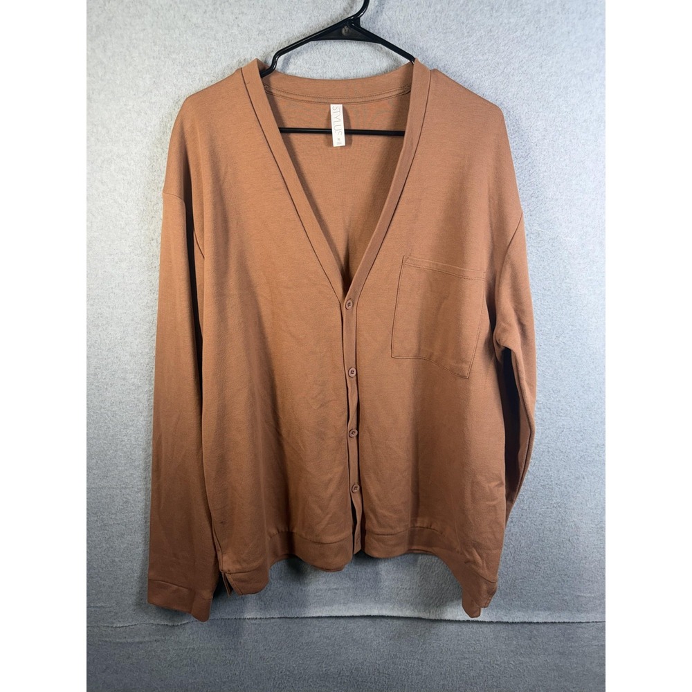 Stylus Sweater Mens XL Brown V Neck Button Front Knit Cardigan Lightweight